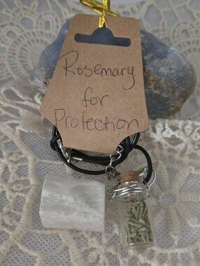 4/$15 Handmade Rosemary Protection Necklace | Boho Witchy Herbal Pendant